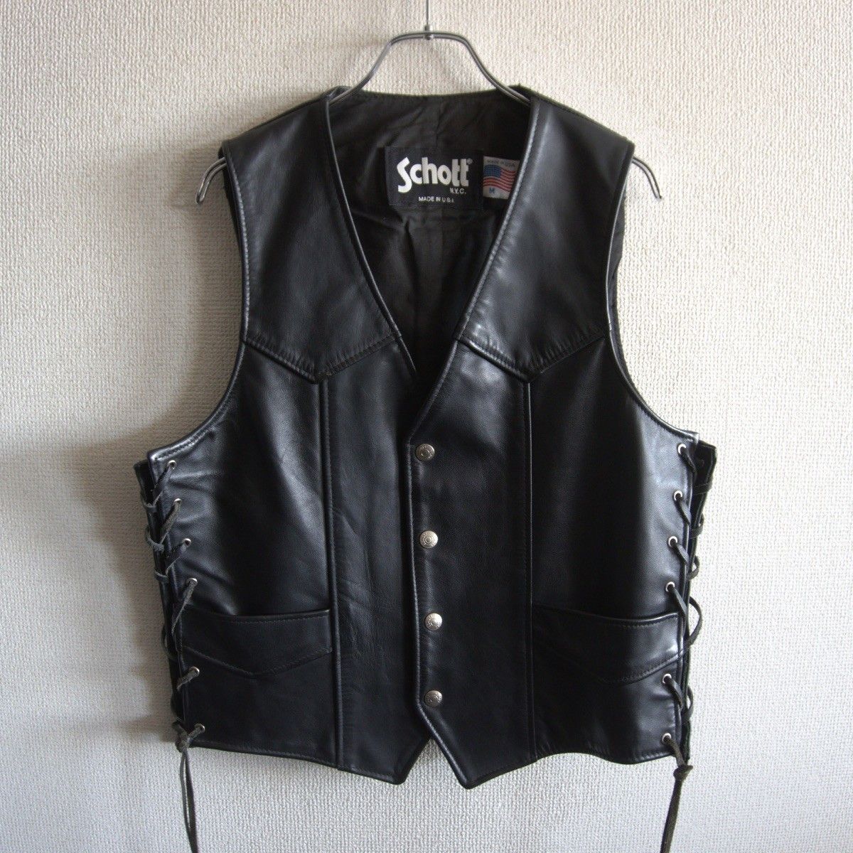 SCHOTT レザー ベスト M ブラック ショット 25110182