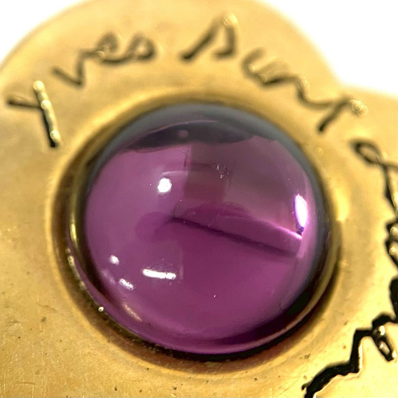 Y【YVES SAINT LAURENT】ロゴ ハート イヤリング ゴールド/金カラー