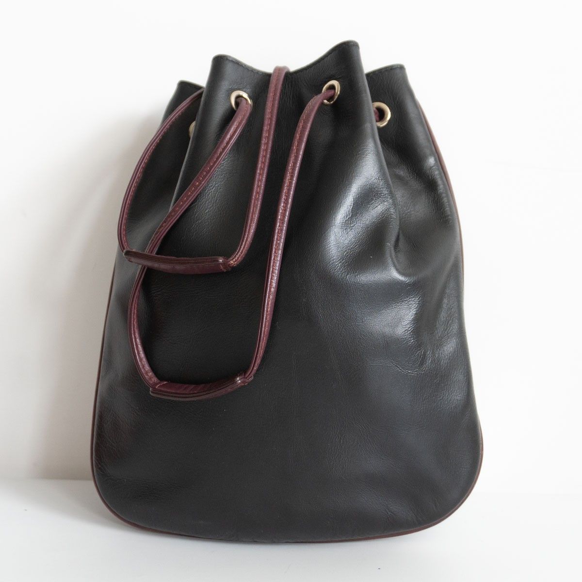 CISEI 1200 LD DRAWSTRING BAG-S ブラック ボルドー シセイ 巾着 レザー 25110168