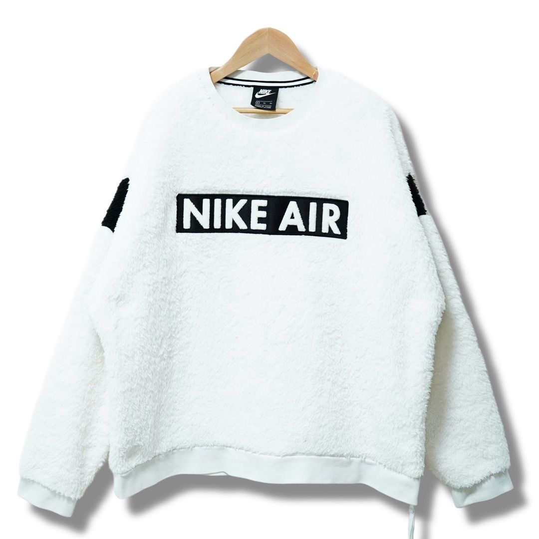 ナイキ NIKE ボア スウェット XL ホワイト×ブラック NIKE AIR ロゴ刺繍
