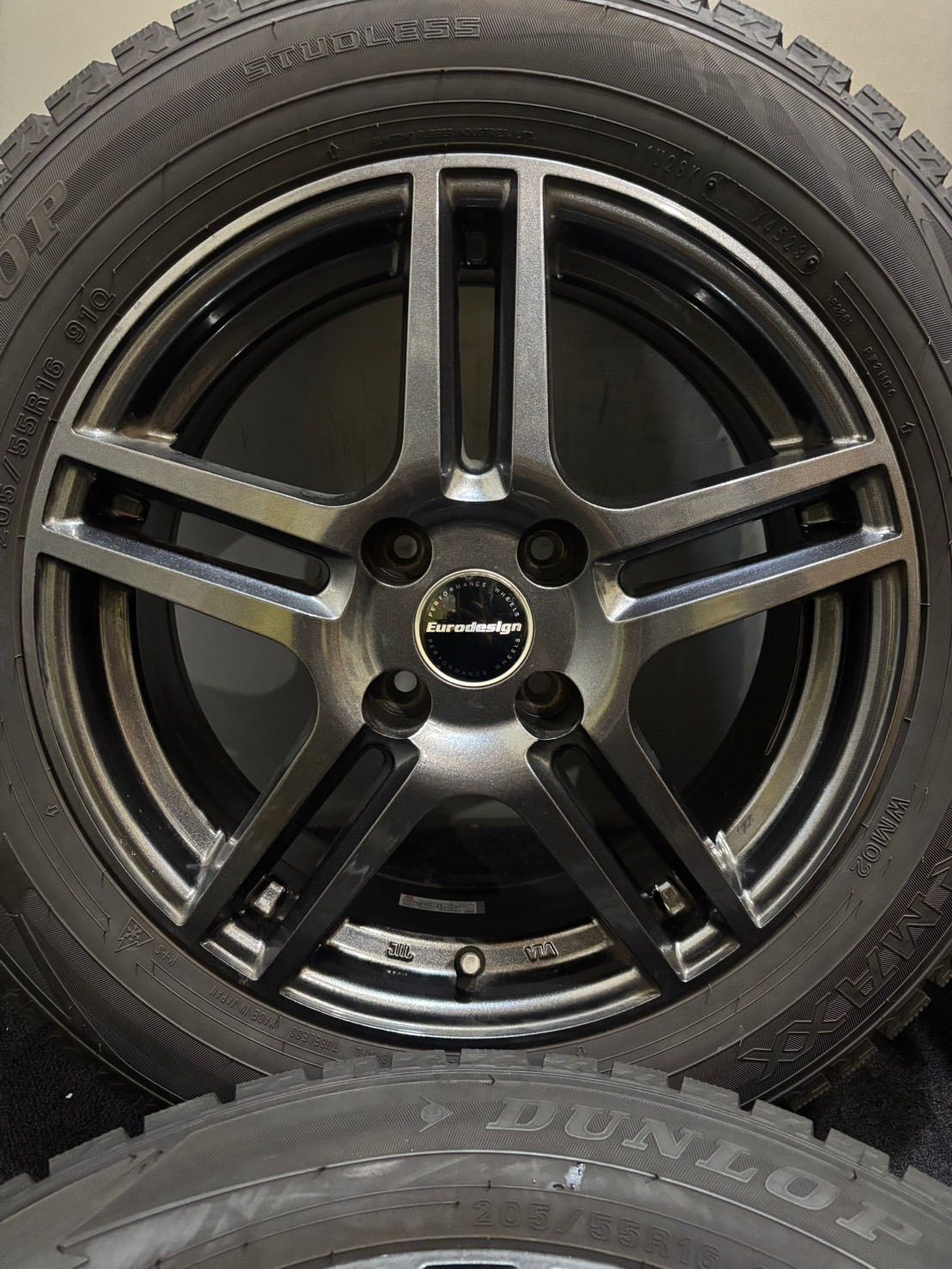 205 55 R 16 DUNLOP WINTER MAXX WM 02 23年製 Eurodesign 16インチ 6 5 J 25 108 4 H スタッドレス 4本 プジョー 208 シトロエン 2 K 601