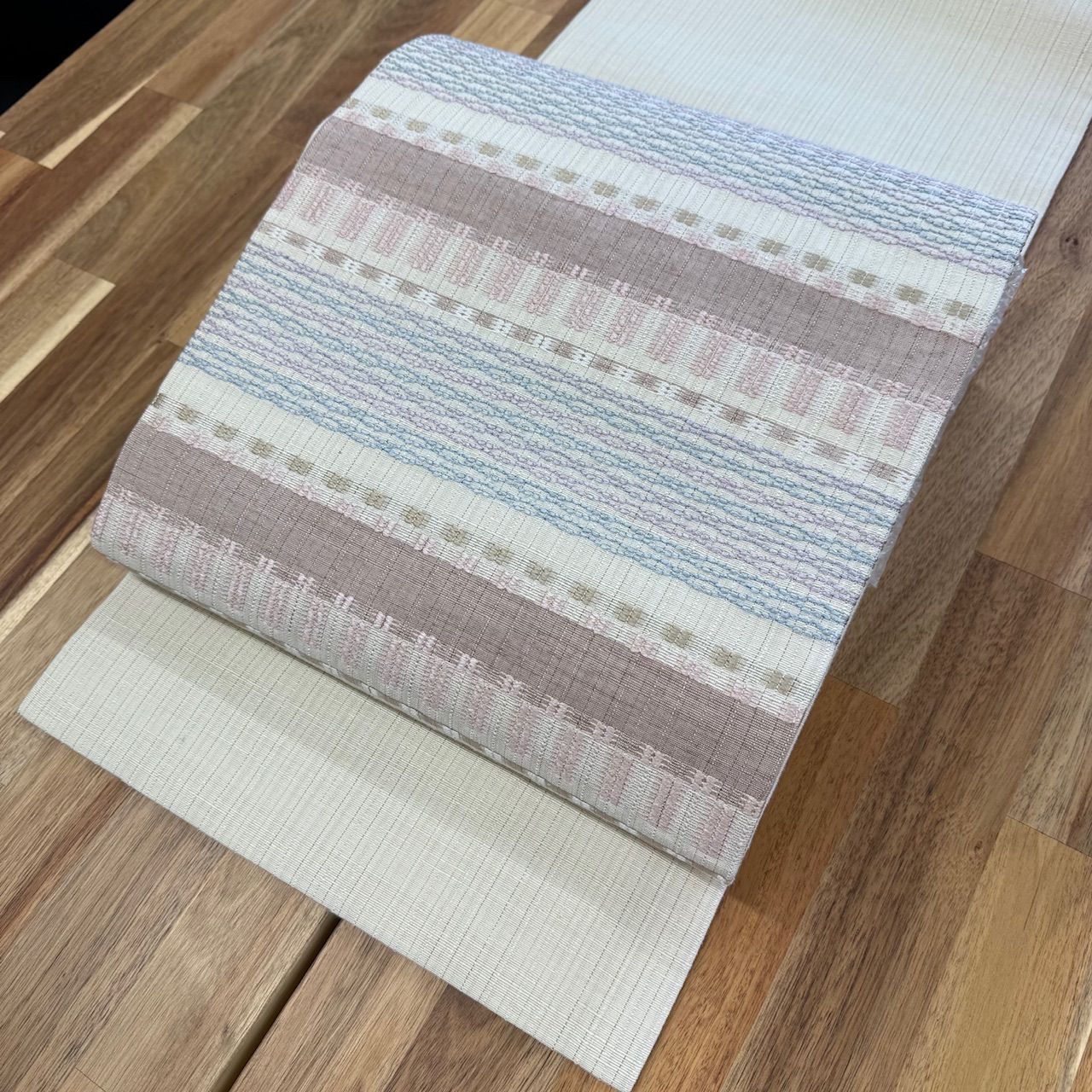 白たか織 佐藤新一】 手織り紬九寸名古屋帯 中古美品 お仕立て上がり