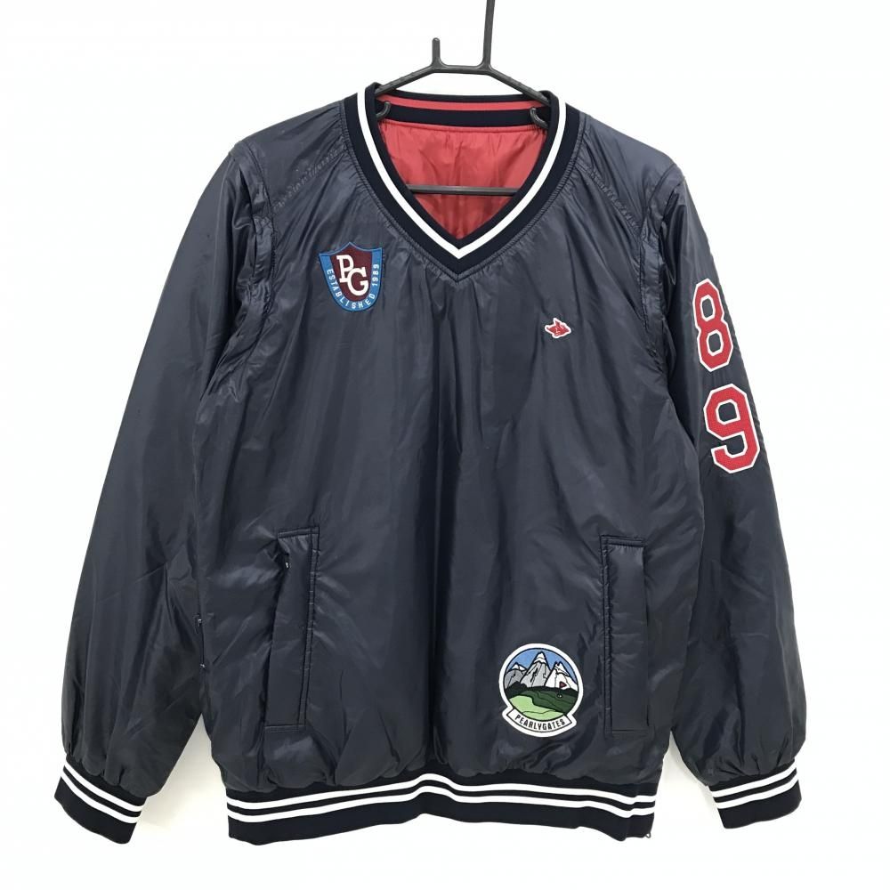 パーリーゲイツ 中綿リバーシブルスニード ネイビー×白 4WAY Vネック 袖着脱可 メンズ 5 L ゴルフウェア PEARLY GATES