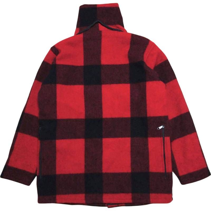 送料無料キャンペーン中！ JHONSON Woolen Mills Devil Plaid Wool HUNTING COAT ジョンソン ウール ハンティングコート フード付き XL レッド×ブラック 古着