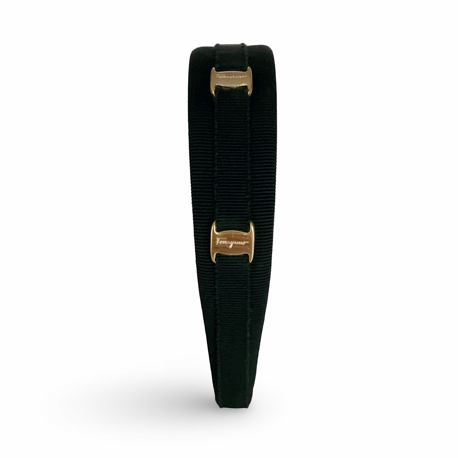 美品 フェラガモ カチューシャ ヴァラ ゴールド金具 ヘアアクセサリー ブラック FERRAGAMO サルヴァトーレ フェラガモ Salvatore Ferragamo