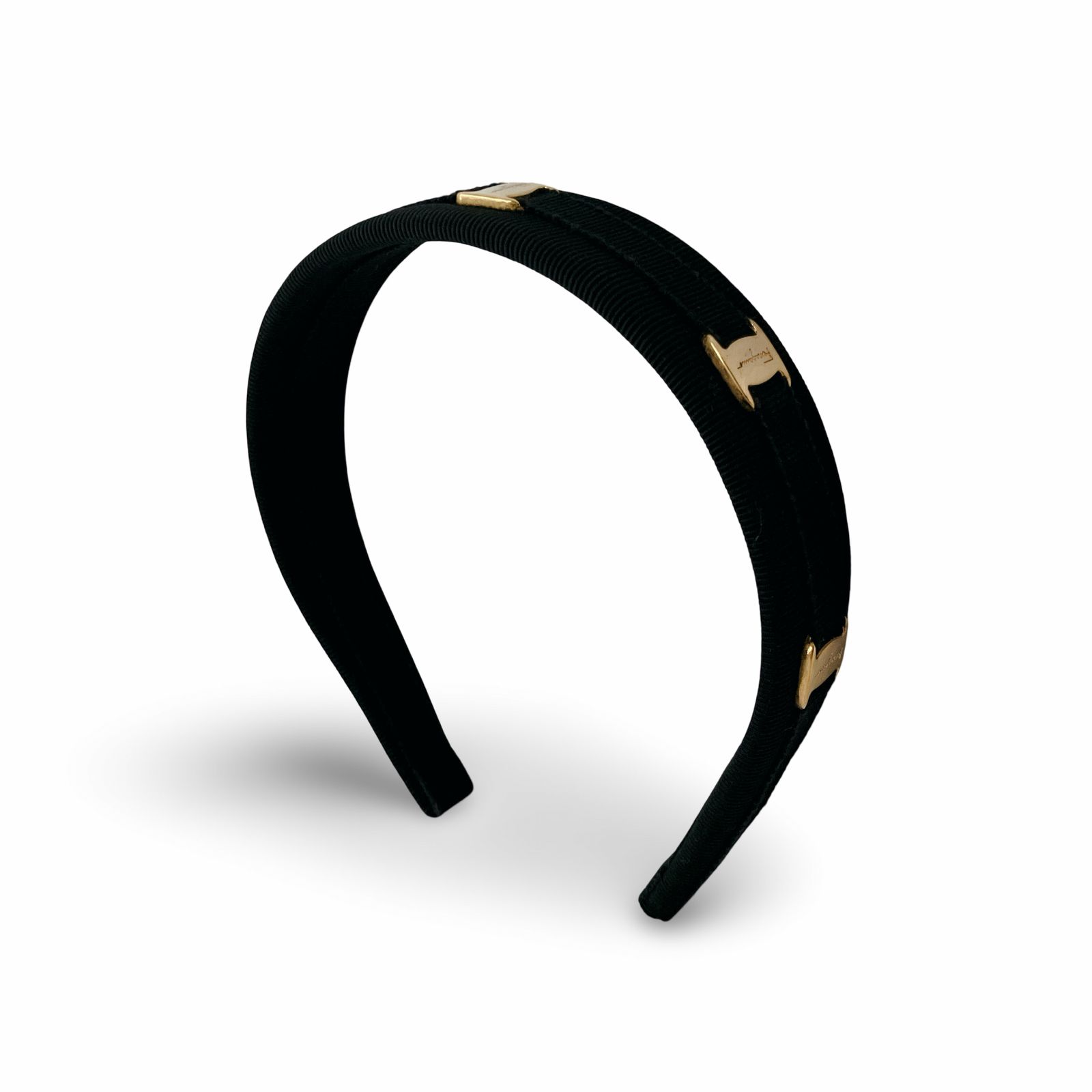 Salvatore Ferragamo サルヴァトーレ フェラガモ ヴァラ カチューシャ ブラック ゴールド金具 ヘア