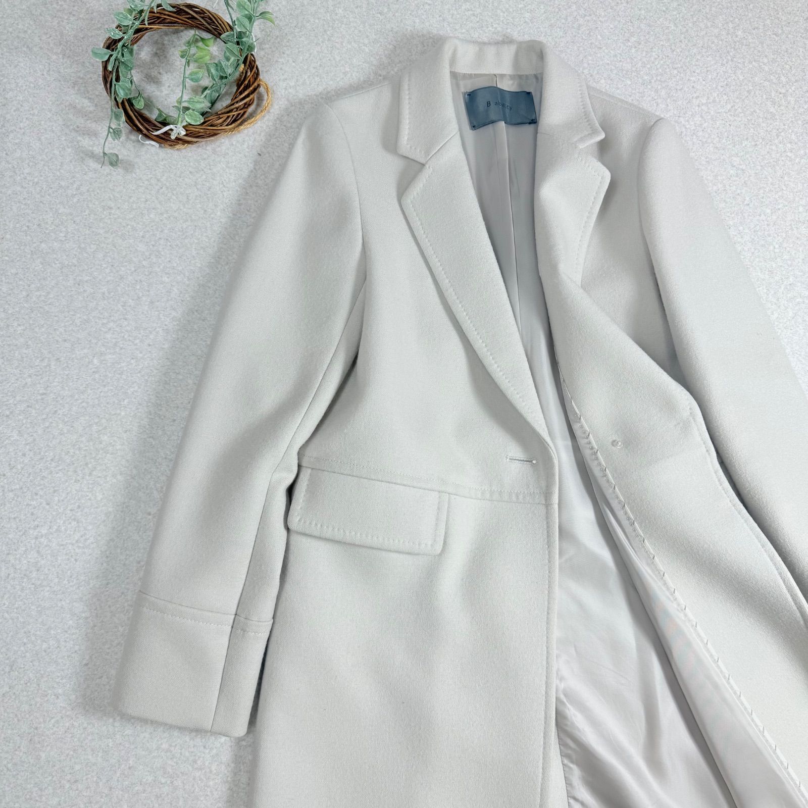 B ability ビーアビリティ BOSCH チェスターコート ロングコート ライトグレー 38 ウール 上質 秋冬 L0079