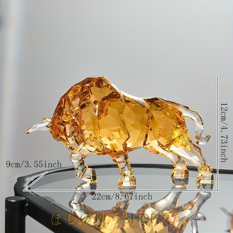 オブジェ 牡牛 鹿 クリア 琥珀 アンバー 置物 オーナメント おしゃれ かわいい インテリア 透明 動物 アニマル 贈り物 プレゼント