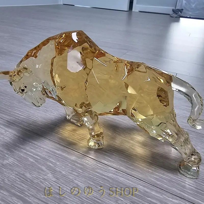  オブジェ 牡牛 鹿 クリア 琥珀 アンバー 置物 オーナメント おしゃれ かわいい インテリア 透明 動物 アニマル 贈り物 プレゼント ウォールラック 置物 インテリア小物