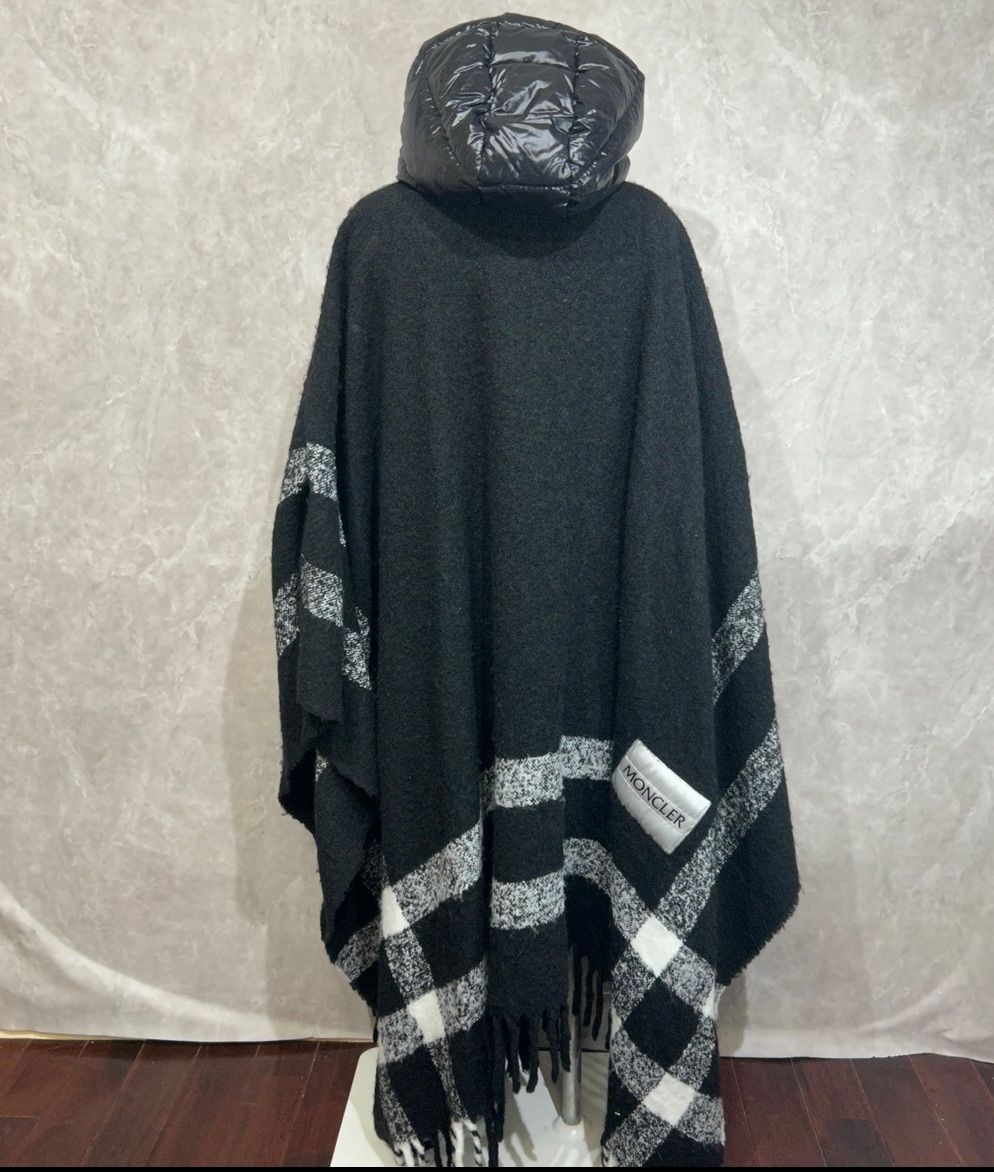 MONCLERモンクレールMANTELLAフードダウンケープコートポンチョ黒ユニセックス