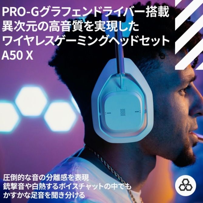 Logicool G ゲーミングヘッドセット ASTRO A50 X LIGHTSPEED A50X-WH ワイヤレス ヘッドセット ベースステーション Bluetooth