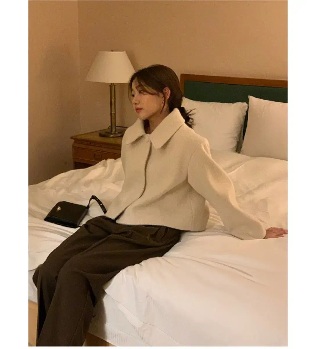 アイボリー ウール クロップド ジャケット