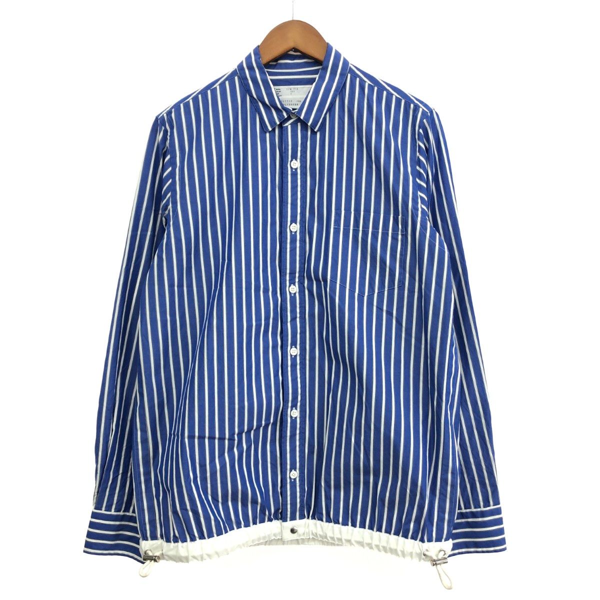 Sacai サカイ ドローコード付きストライプシャツ サイズ 2 SCM-012 ブルー メンズ 240001169820