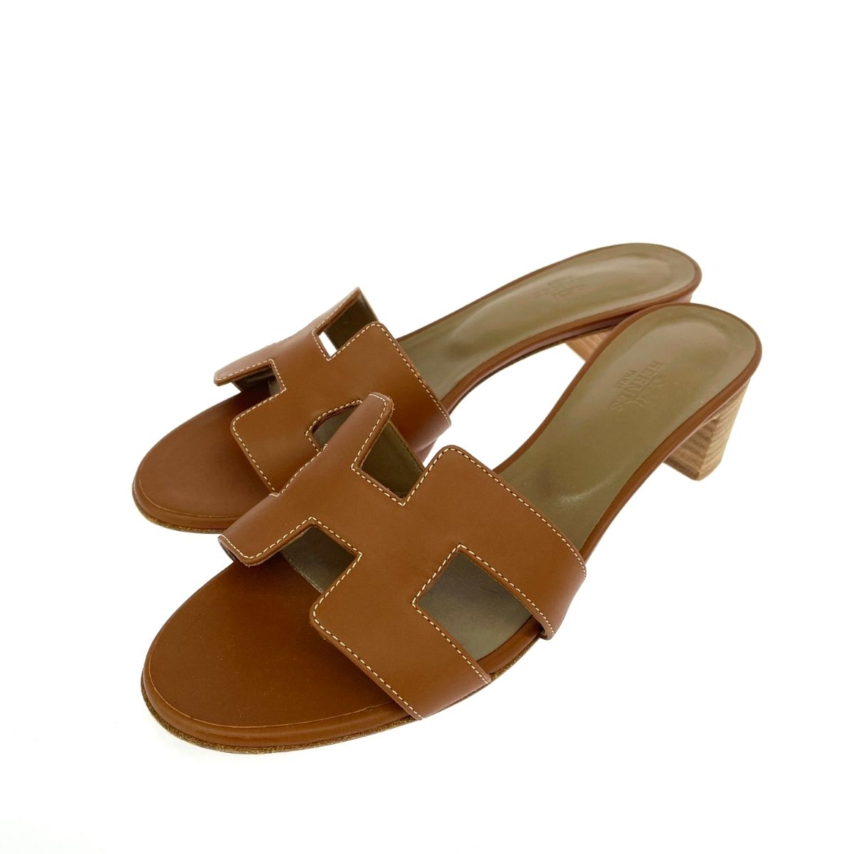 HERMES エルメス オラン 表記サイズ 39 1 2 Hモチーフ レザー ブラウン レディース