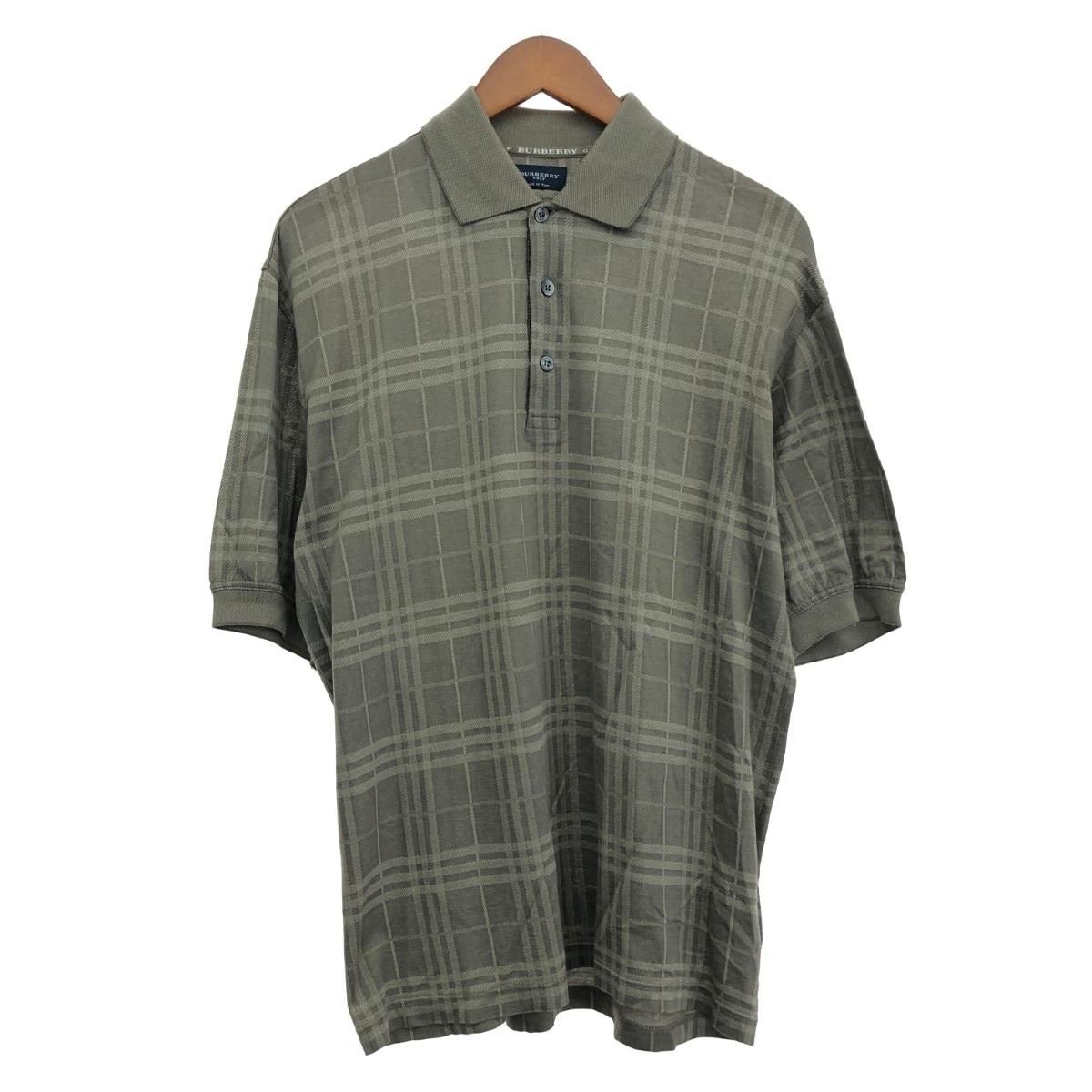 BURBERRY GOLF バーバリーゴルフ ニットポロシャツ サイズ サイズ不明 チェック イタリア製 グレージュ メンズ 241005006223