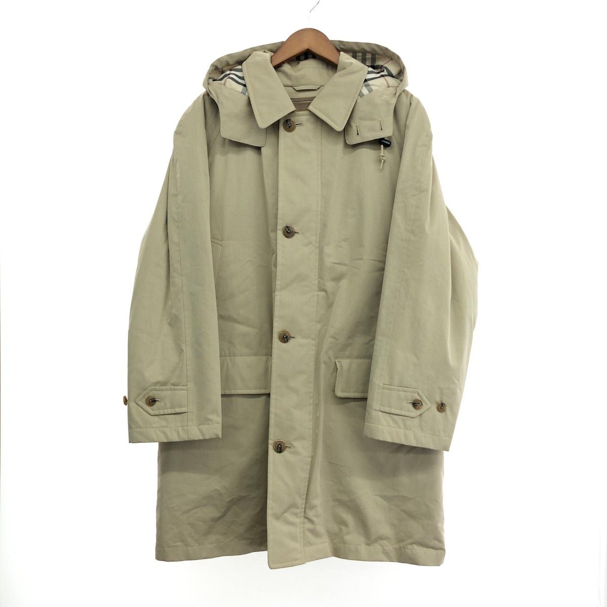 LONDON バーバリーロンドン ダウンライナー付きフーディコート サイズ L ノバチェック ベージュ メンズ