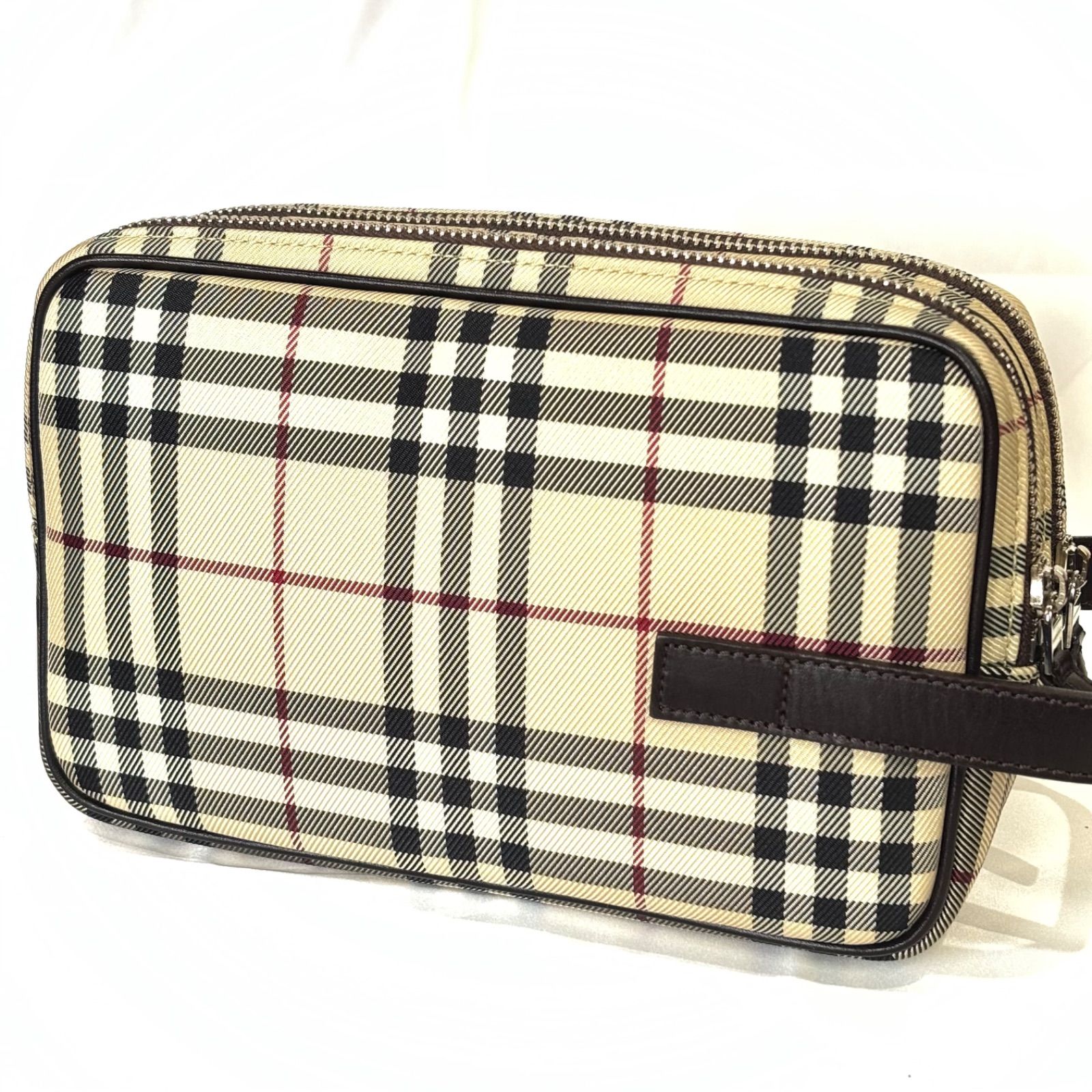  バーバリー クラッチバッグ Wジップ ナイロン ノバチェック セカンドバッグ ポーチ 男女兼用 T 4 1-4 クラッチバッグ バッグ