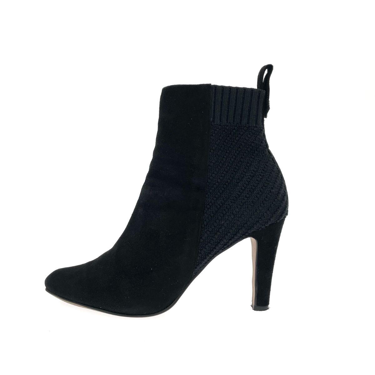 LANVIN ランバン ショートブーツ 表記サイズ 24.0 cm ニット切替 スエード ブラック レディース