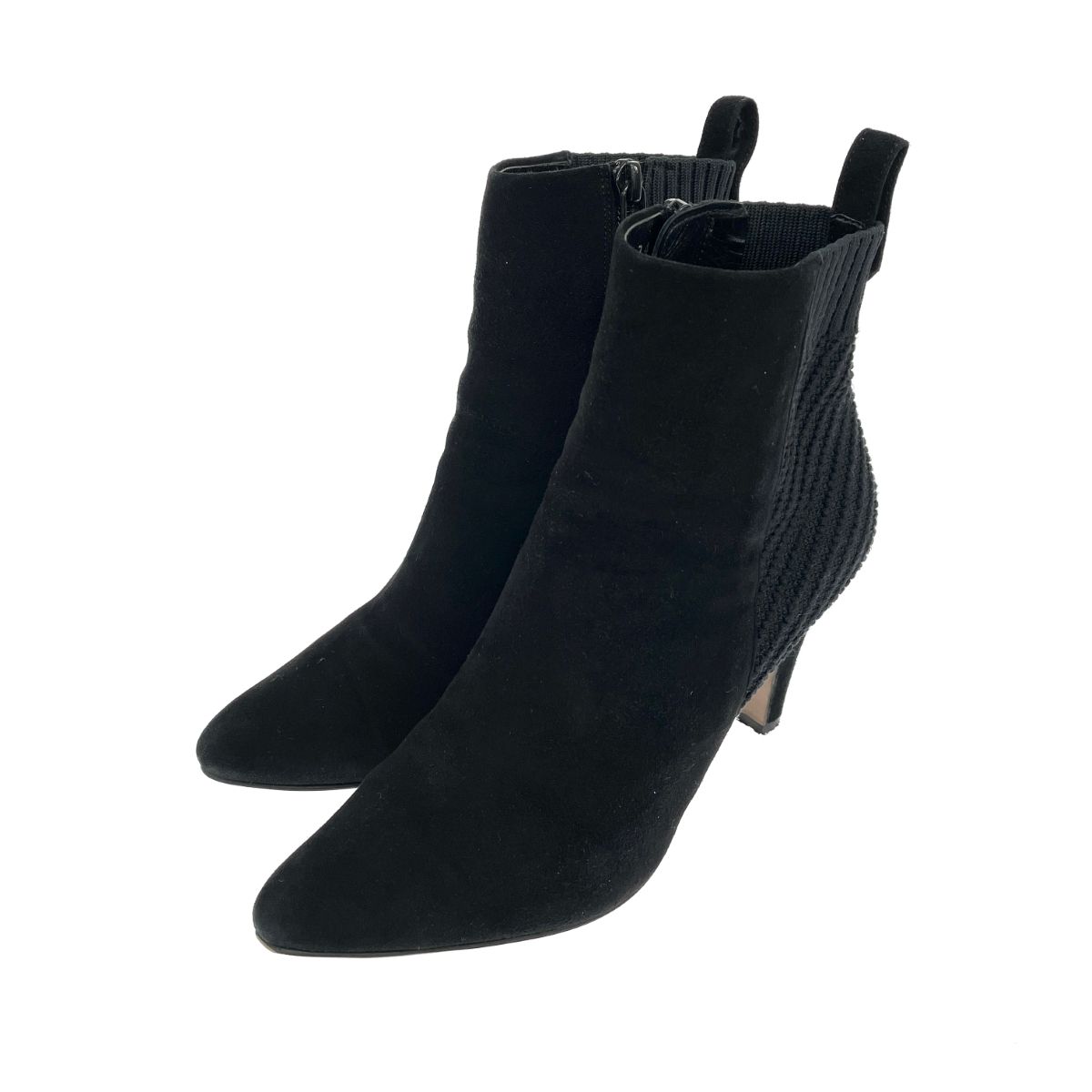 LANVIN ランバン ショートブーツ 表記サイズ 24 0 cm ニット切替 スエード ブラック レディース