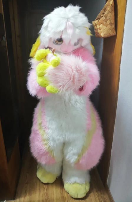 着ぐるみ ケモノ体 フルスーツ セット NO 60 ピンク うさぎ 垂れ耳 全頭ヘッド ファースーツ ぬいぐるみ コスプレ コスチューム