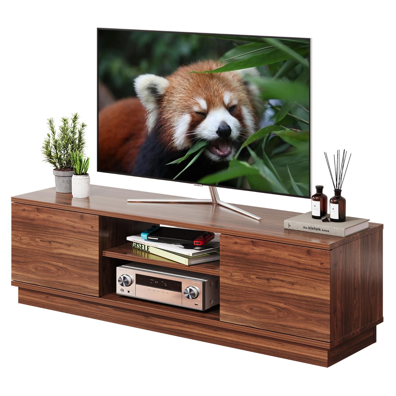 WLIVE テレビ台 ローボード テレビボード 収納 ロータイプ 幅110 高さ33 cm tv台 tvボード 43インチ対応 24-47型対応 扉付き 大容量収納スペース ブラウン