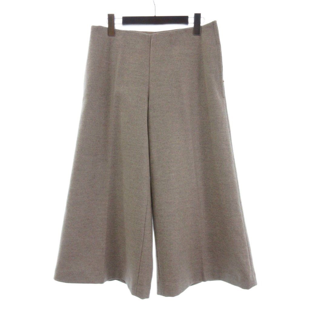 ドゥロワー Drawer ワイドパンツ クロップド 七分丈 ウール センタープレス 40 ベージュ