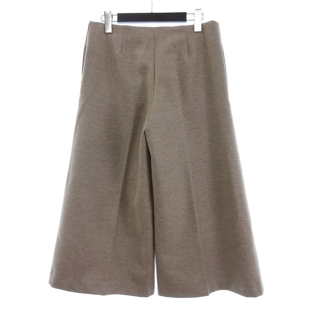 ドゥロワー Drawer ワイドパンツ クロップド 七分丈 ウール センタープレス 40 ベージュ
