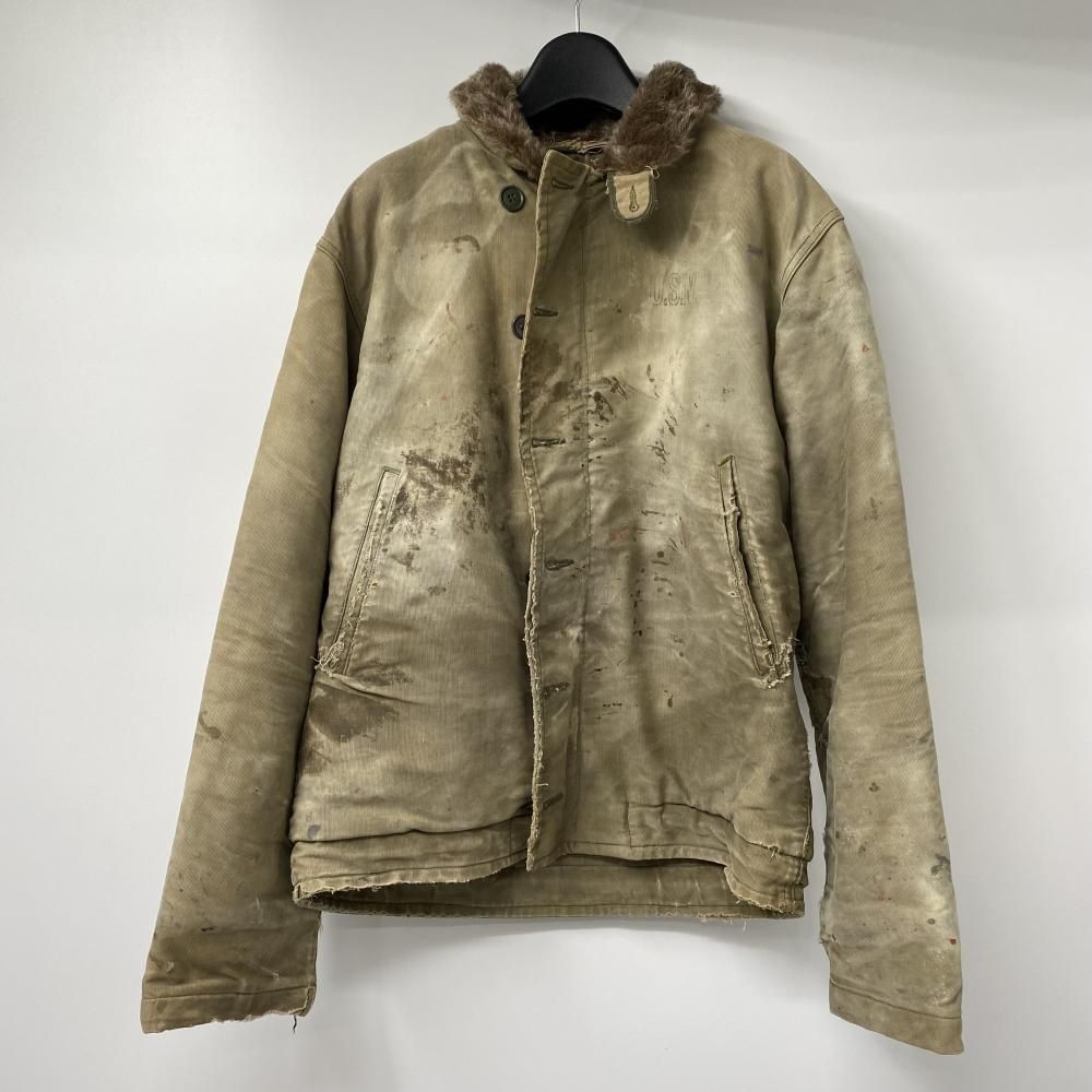 50s US.NAVY N-1 デッキジャケット 片爪TALONジッパー リペア 破れ有り ヴィンテージ ユーエスネイビー アメリカ海軍 17