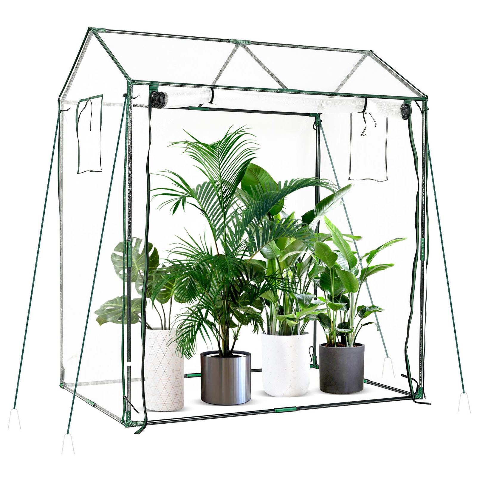 温室 ビニールハウス 家庭用 pvcビニールハウス ガーデン 幅130×奥行91×高さ150 cm 網戸付き greenhouse 防雨 防寒 害虫 鳥防止 防風対策 巻き上げ式 温度湿度 調整が ビニール温室 園芸 花園 家庭菜園 小型 ベラ