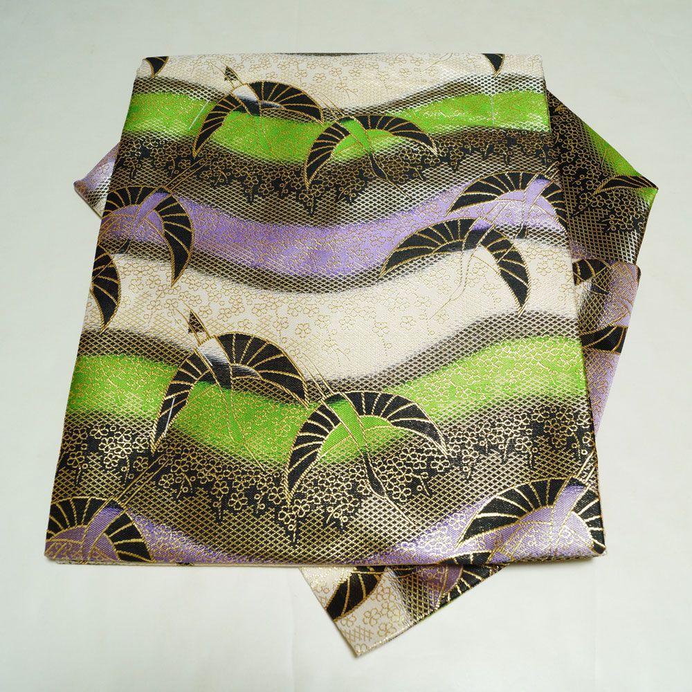 金襴後見帯 踊り用 後見帯 金襴 ぼかしに飛鶴 後見結び帯 二部式 作り帯 踊り帯 踊り 帯 着物 踊り着物 リサイクル着物 舞踊 踊り用帯 衣裳 日本舞踊 新舞踊 演劇 舞台 衣装 ステージ カラオケ 踊り子