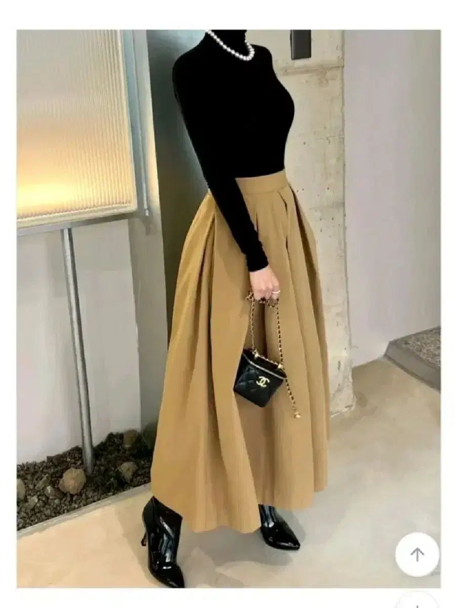 ウォームIN ピンタック フール スカート - ベージュ M