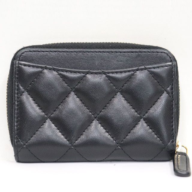 シャネル CHANEL コインケース ラムスキン ブラック 黒 ゴールド金具 クラシック ジップ コインパース レディース 小銭入れ ココマーク 8140