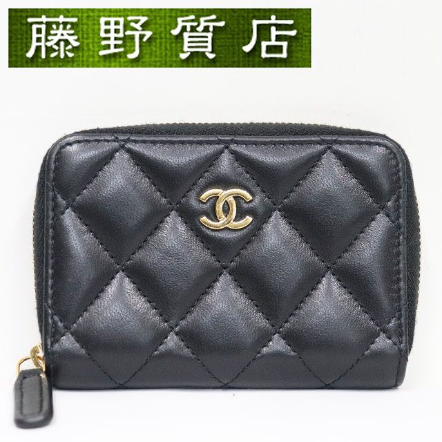 シャネル CHANEL コインケース ラムスキン ブラック 黒 ゴールド金具 クラシック ジップ コインパース コインケース レディース シャネル コインケース 小銭入れ ココマーク 8140