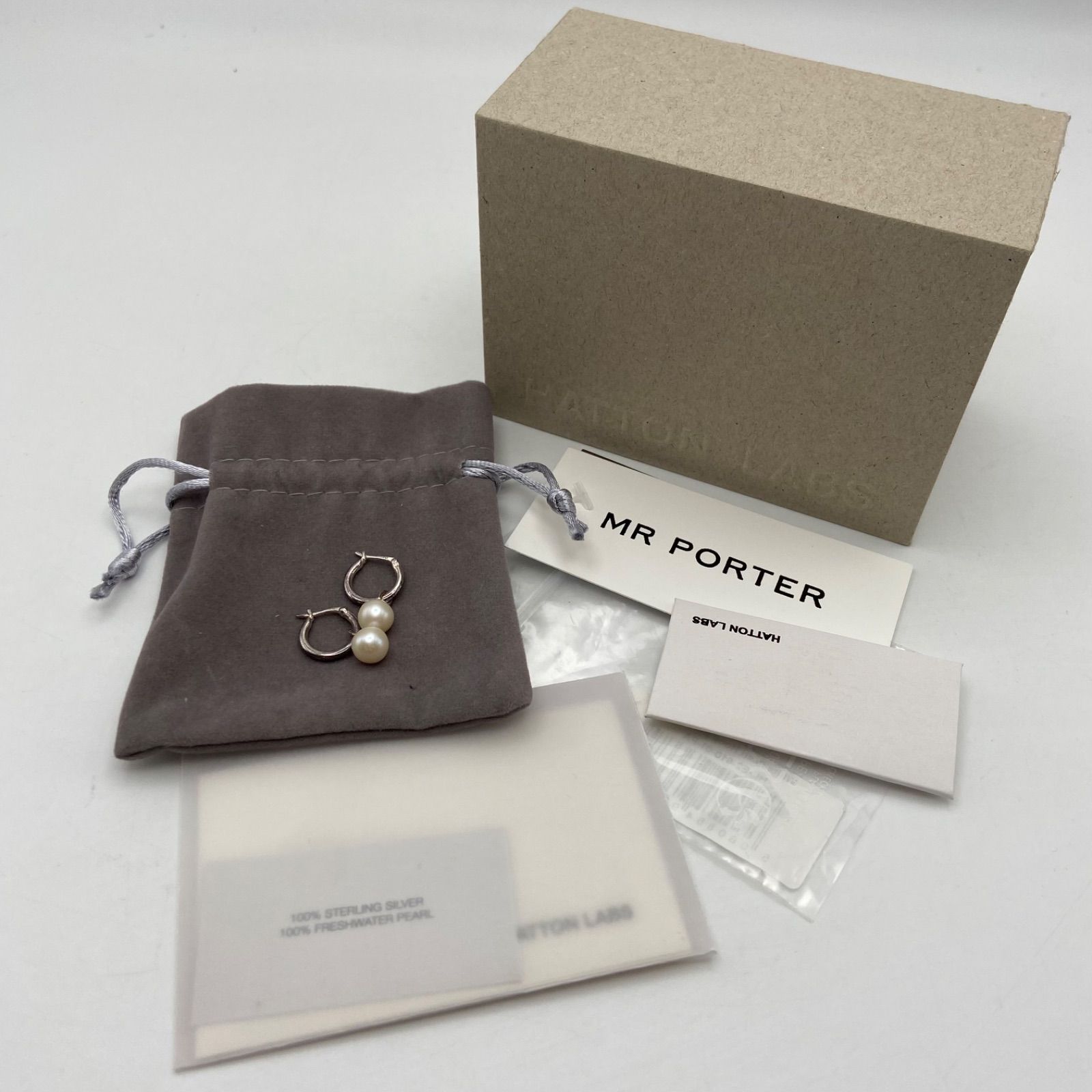 HATTON LABS ハットンラブス ホワイトパール フープピアス 両耳 シルバー925 ME82-2787