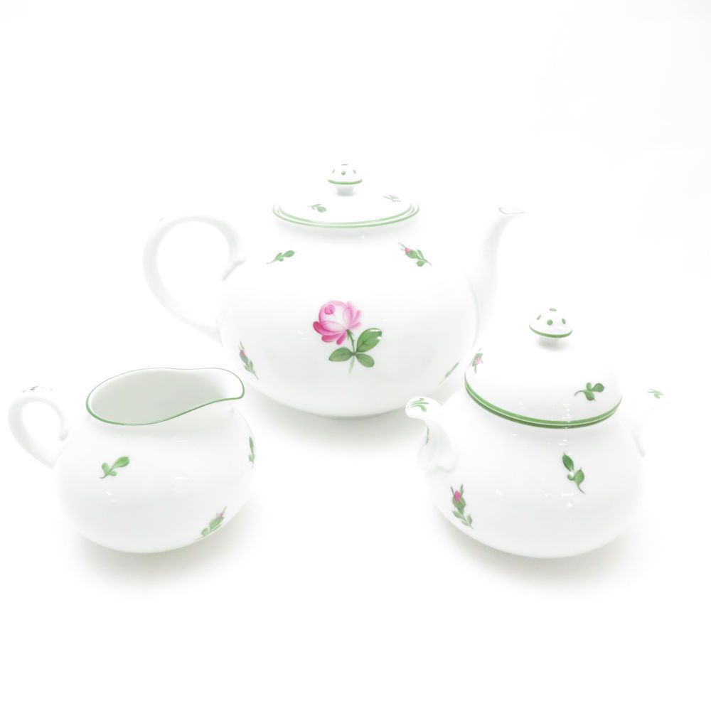 AUGARTEN アウガルテン ウィンナーローズ ティーポット＆クリーマー＆シュガーポット 3点 セット 茶器 ミルク 薔薇 バラ ウィーン SC9352P1