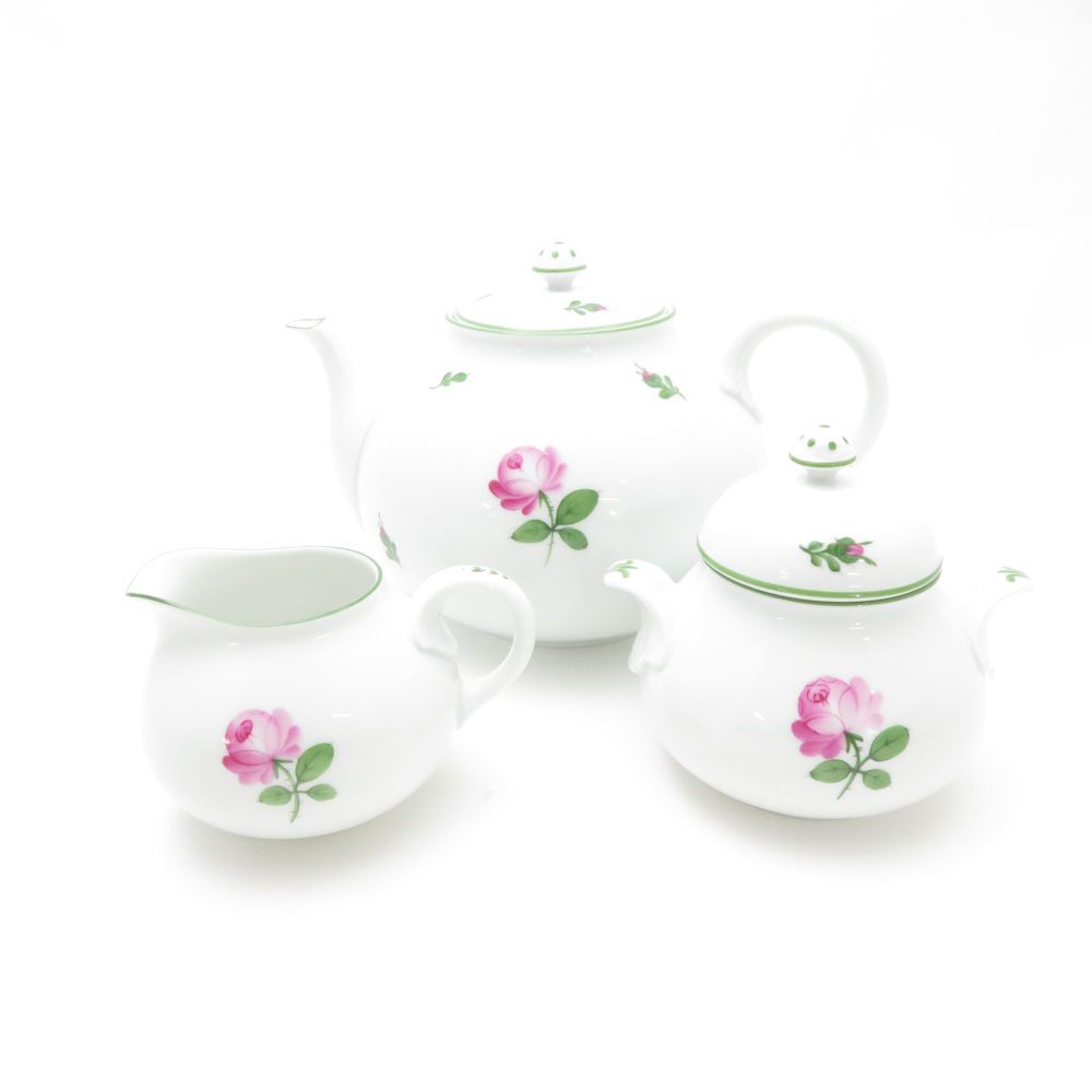 AUGARTEN アウガルテン ウィンナーローズ ティーポット＆クリーマー＆シュガーポット 3点 セット 茶器 ミルク 薔薇 バラ ウィーン SC9352P1