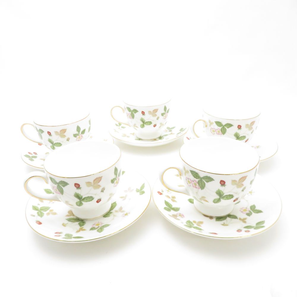 WEDGWOOD ウェッジウッド ワイルドストロベリー ティーカップ＆ソーサー 5客 セット リー SC9367P1