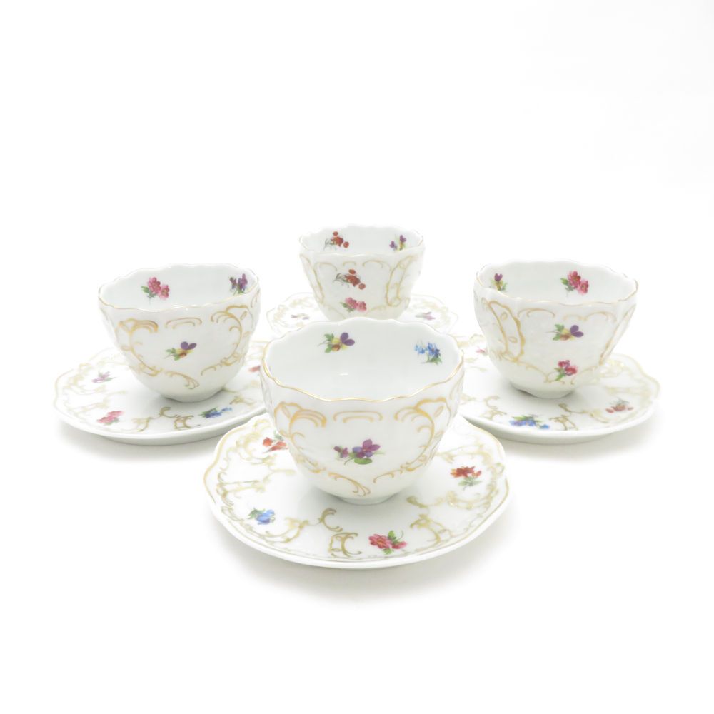 Lindner リンドナー ベルサイユ ミニカップ コースター 4客 セット カップ＆ソーサー 花柄 SC9321P1