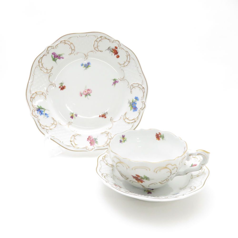 Lindner リンドナー ベルサイユ ティーカップ&ソーサー 中皿 2点 セット 19cmプレート 花柄 SC9320P1