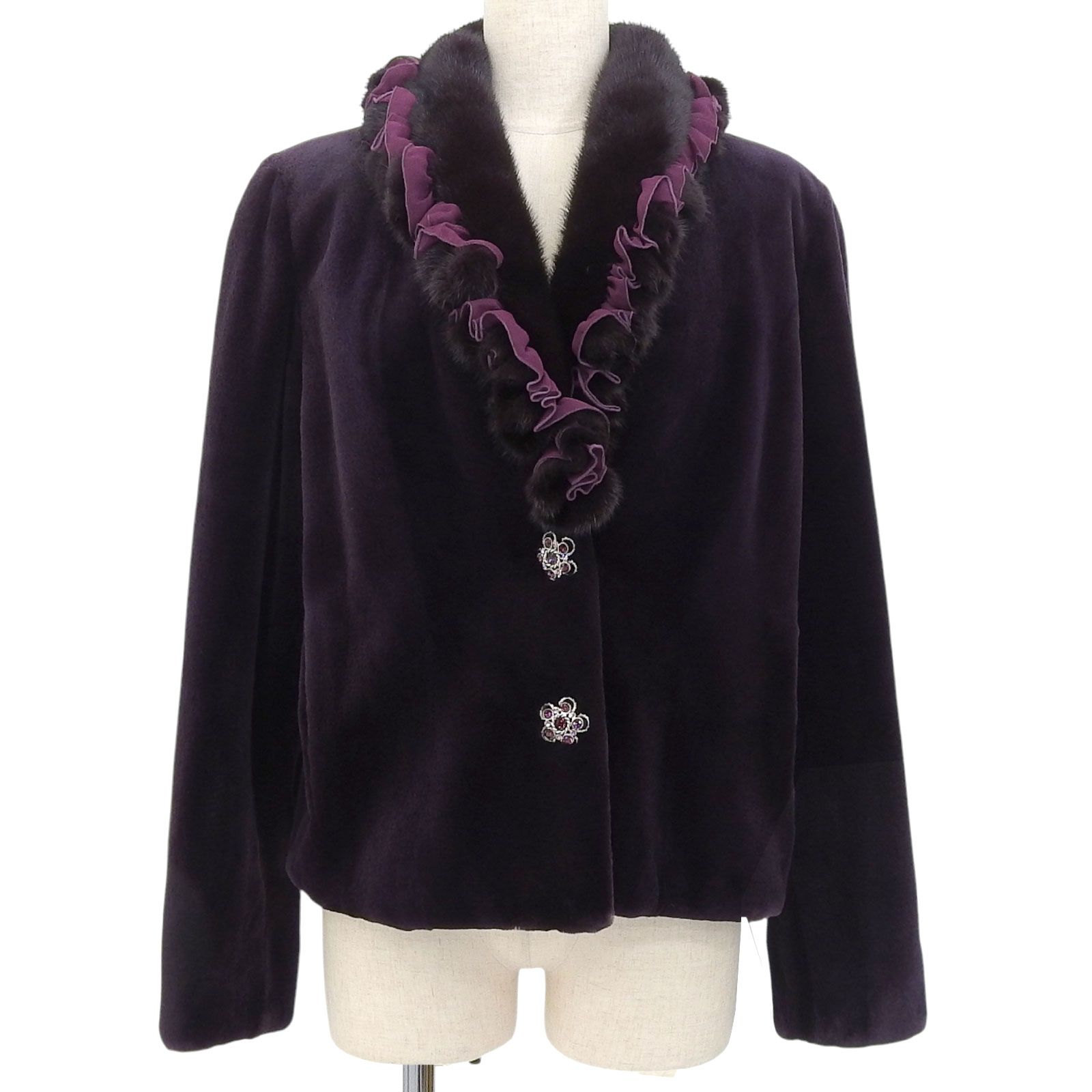 【極美品】KOPENHARGEN FURミンクファー フリルジャケット 極美品△KOPENHAGENFUR コペンハーゲンファー ミンク MINK プラチナム