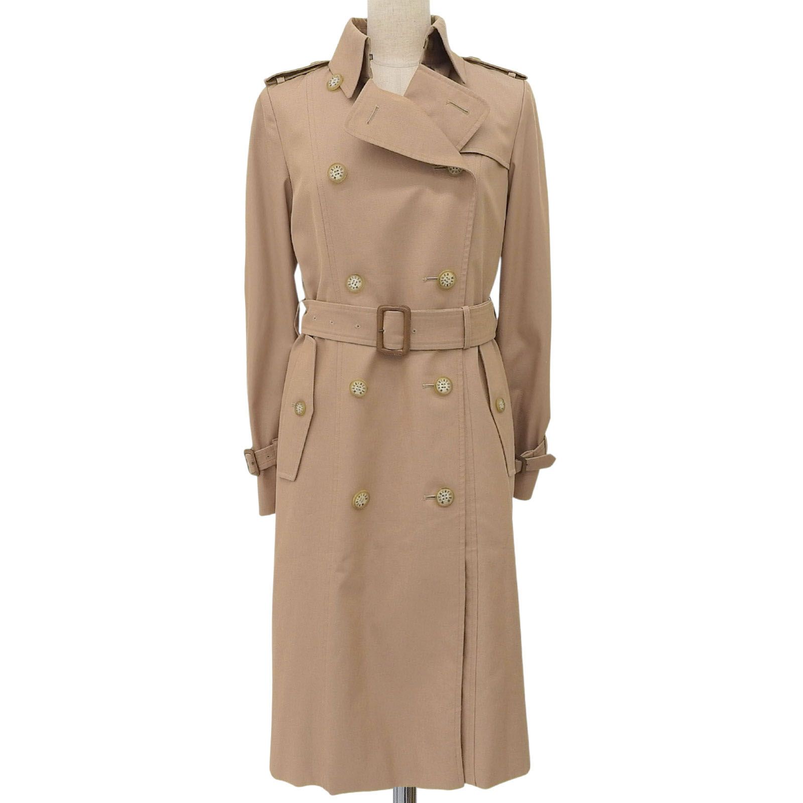 ☆安心の全品国内発送！ MACKINTOSH LONDON マッキントッシュ ロンドン レザー使い ウールライナー付き 2WAY ロング丈 トレンチコート ブラウン 38 レディース 未使用品