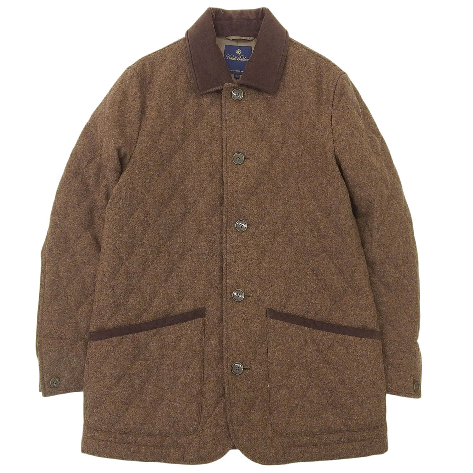 Brooks Brothers ブルックスブラザーズ MOON社製 ツイード生地使用 コーデュロイ切替 キルティングジャケット ブラウン S メンズ