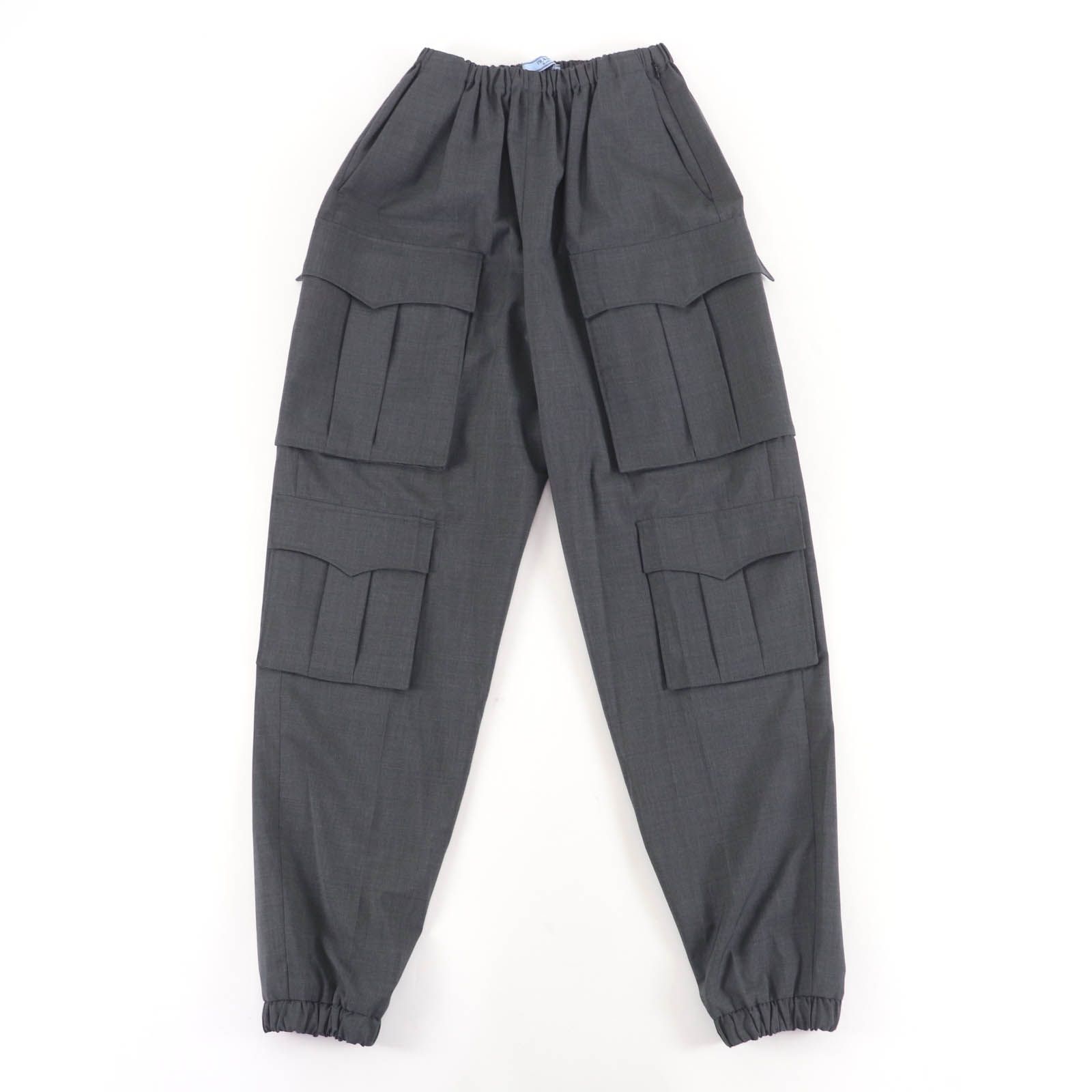 PRADA プラダ 2020年製 P 258 C バージンウール100％ カーゴパンツ ボトムス グレー 38 レディース