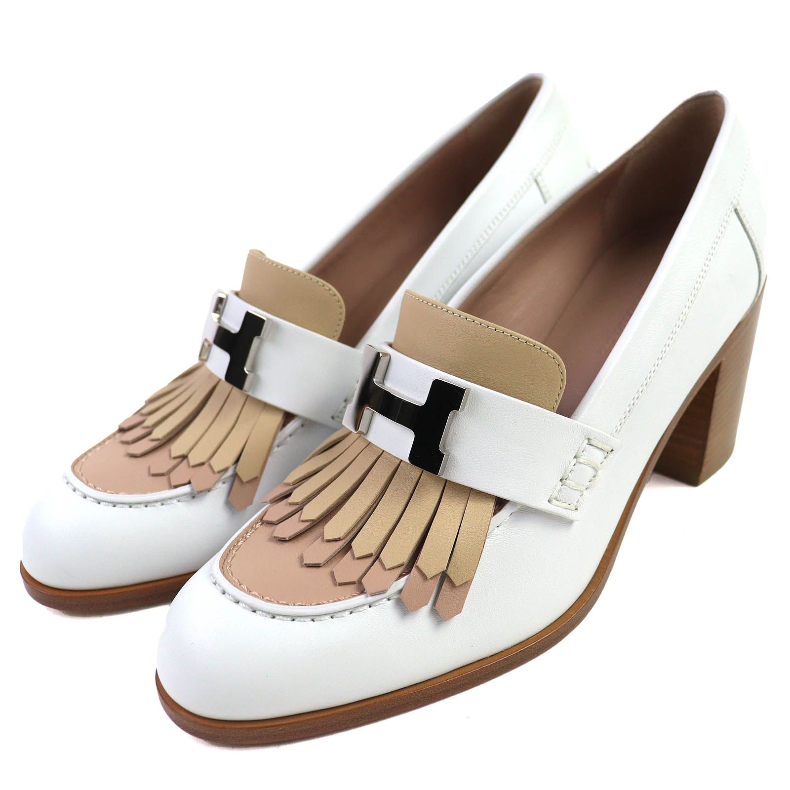 HERMES エルメス　チャンキーヒール　スエード　コンビレザー　パンプス HERMES エルメス チャンキーヒール スエード コンビレザー パンプス