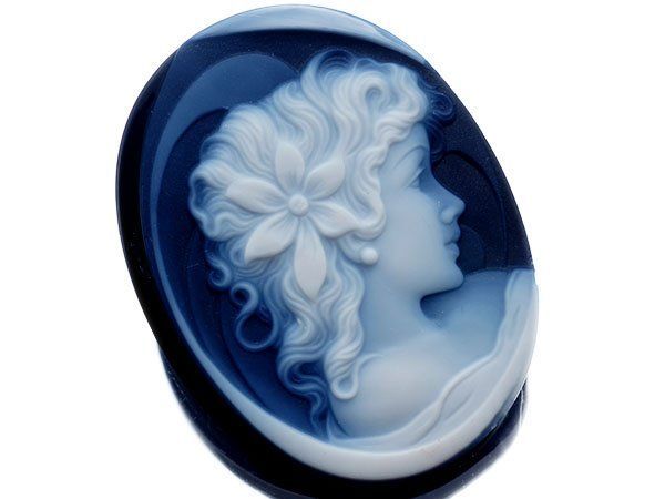 ジュエリー 大きな花の髪飾り ブルーストーンカメオルース 45.0ｍｍ×35.0ｍｍ a 2861 v