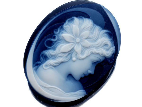 ジュエリー 大きな花の髪飾り ブルーストーンカメオルース 45.0ｍｍ×35.0ｍｍ a 2861 v