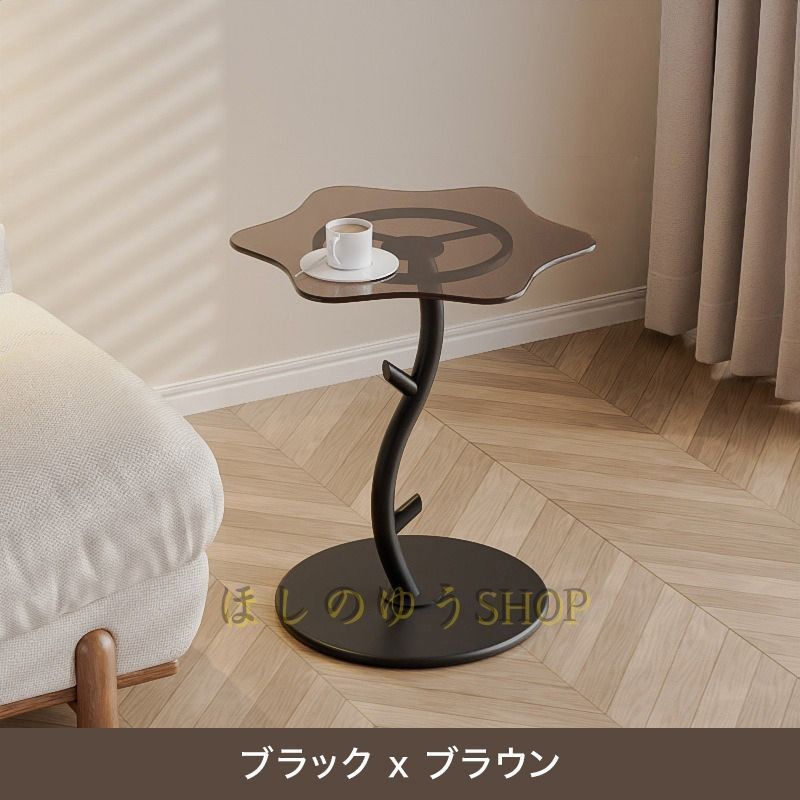 コーヒーテーブル 一人暮らし 枝 木 コーナーテーブル リビングルーム ガラス サイドテーブル シンプル おしゃれ かわいい 小さい ベッ