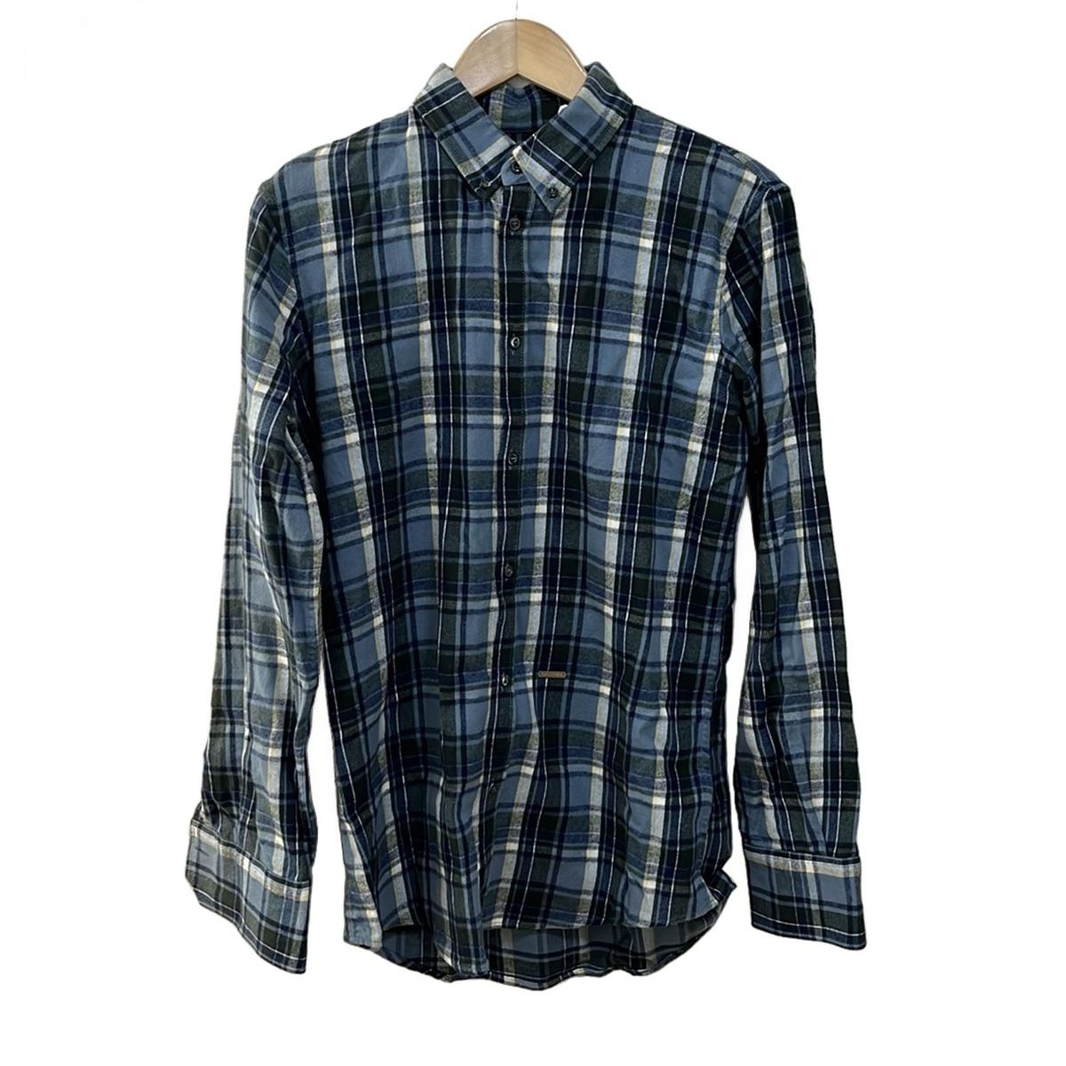 ディースクエアード 長袖シャツ サイズ44 S メンズ - ブルーグレー×ネイビー×マルチ チェック柄