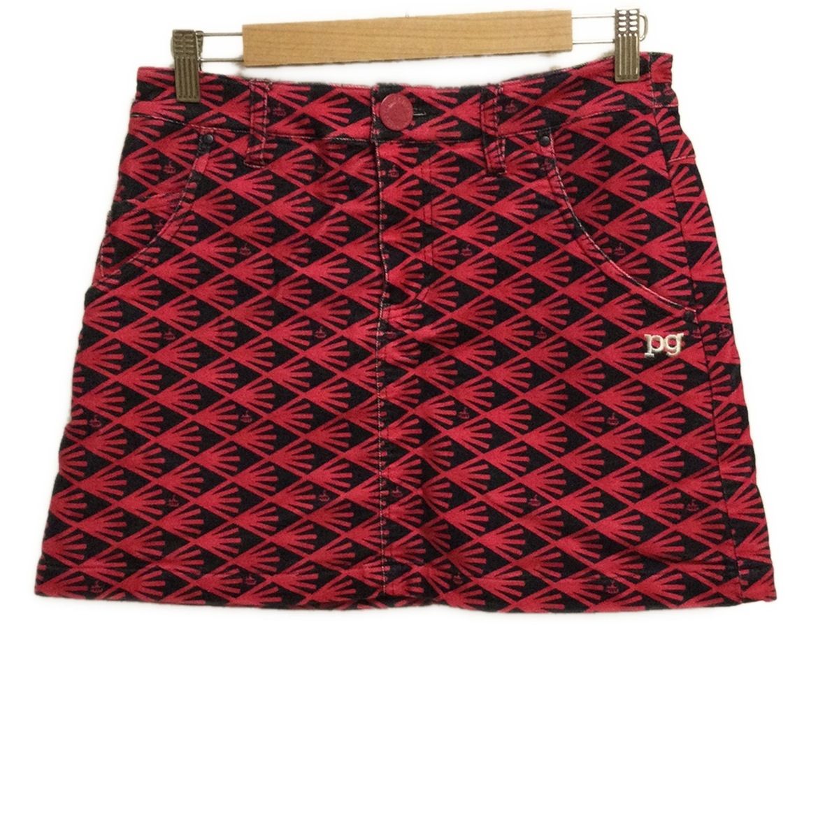 PEARLY GATES パーリーゲイツ ミニスカート サイズ1 S レディース レッド 黒