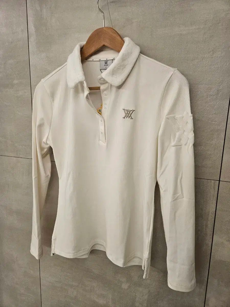 アニュー ANEW アイボリー 長袖 ポロTシャツ